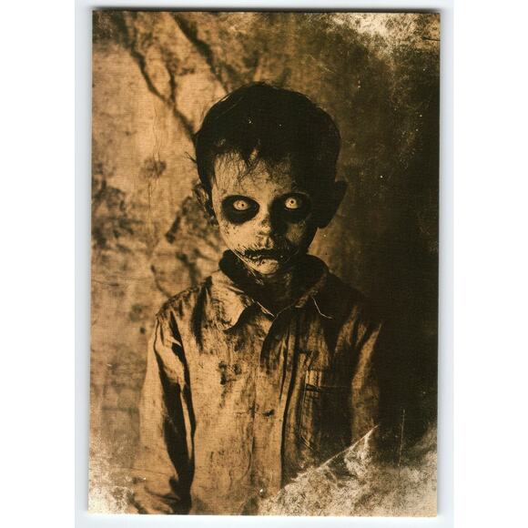 Vintage Halloween Photochrome Postcard Creepy Zombie Boy 5.5x4" - Picture 1 of 2